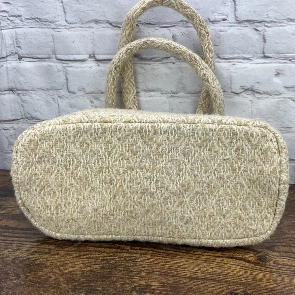 Boyne Valley Weavers Vintage Wool Handbag Diamond Stitch Double Strap